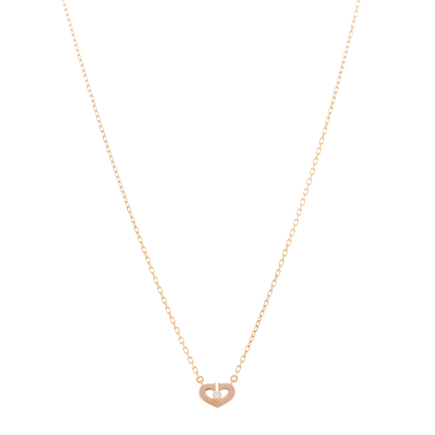 18K Pink Gold Diamond XS Hearts and Symbols Necklace