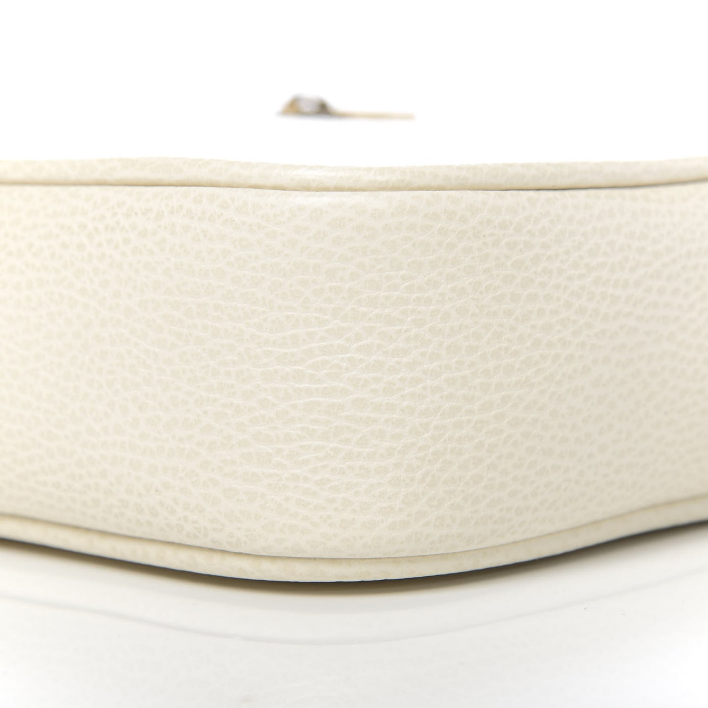 Grained Calfskin Logo Messenger Bag White