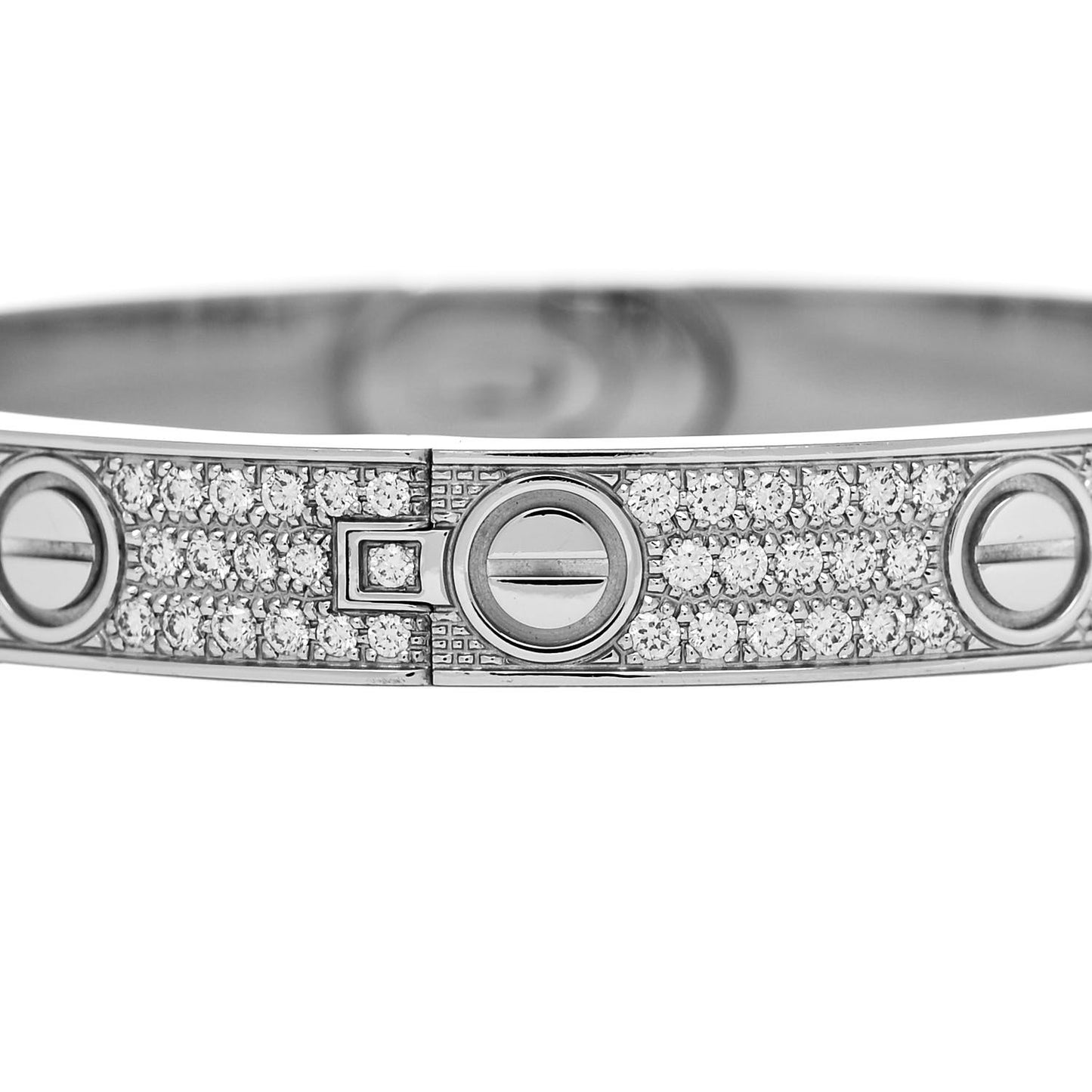 18K White Gold Diamond LOVE Paved Bracelet 16