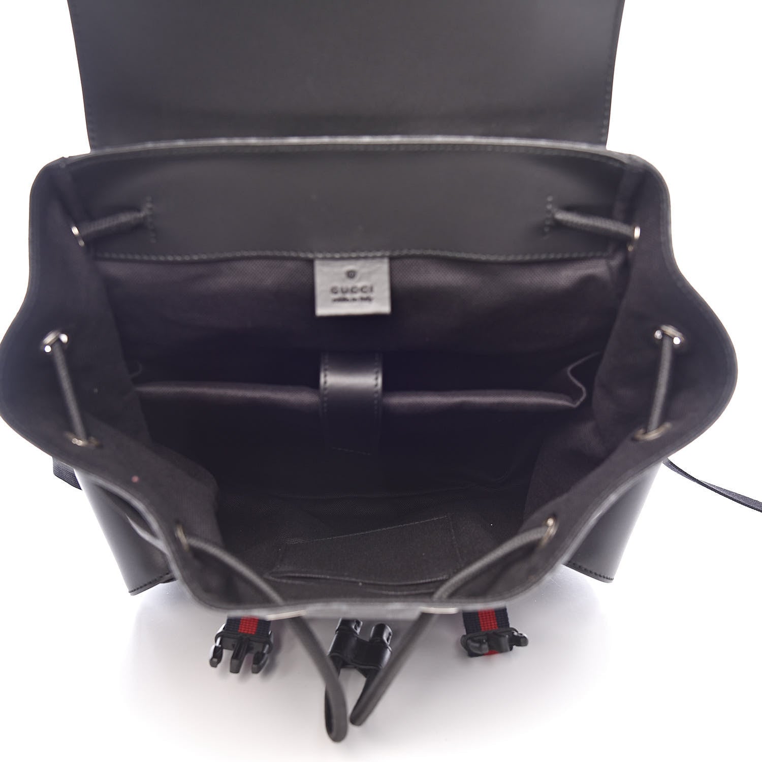 Gucci Soft GG Supreme Monogram Appia Calfskin Web Double Buckle Backpack Black 5 of 10