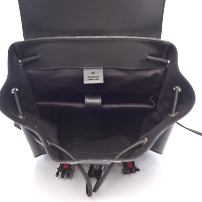 Gucci Soft GG Supreme Monogram Appia Calfskin Web Double Buckle Backpack Black 5 of 10