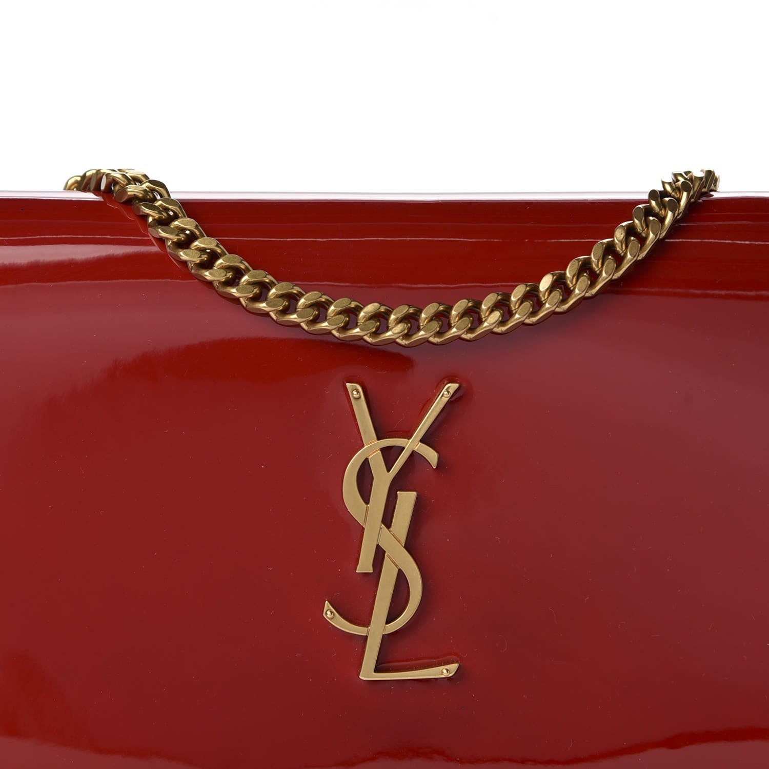Saint Laurent Patent Calfskin Monogram Kate Wallet On Chain Red 8 of 8