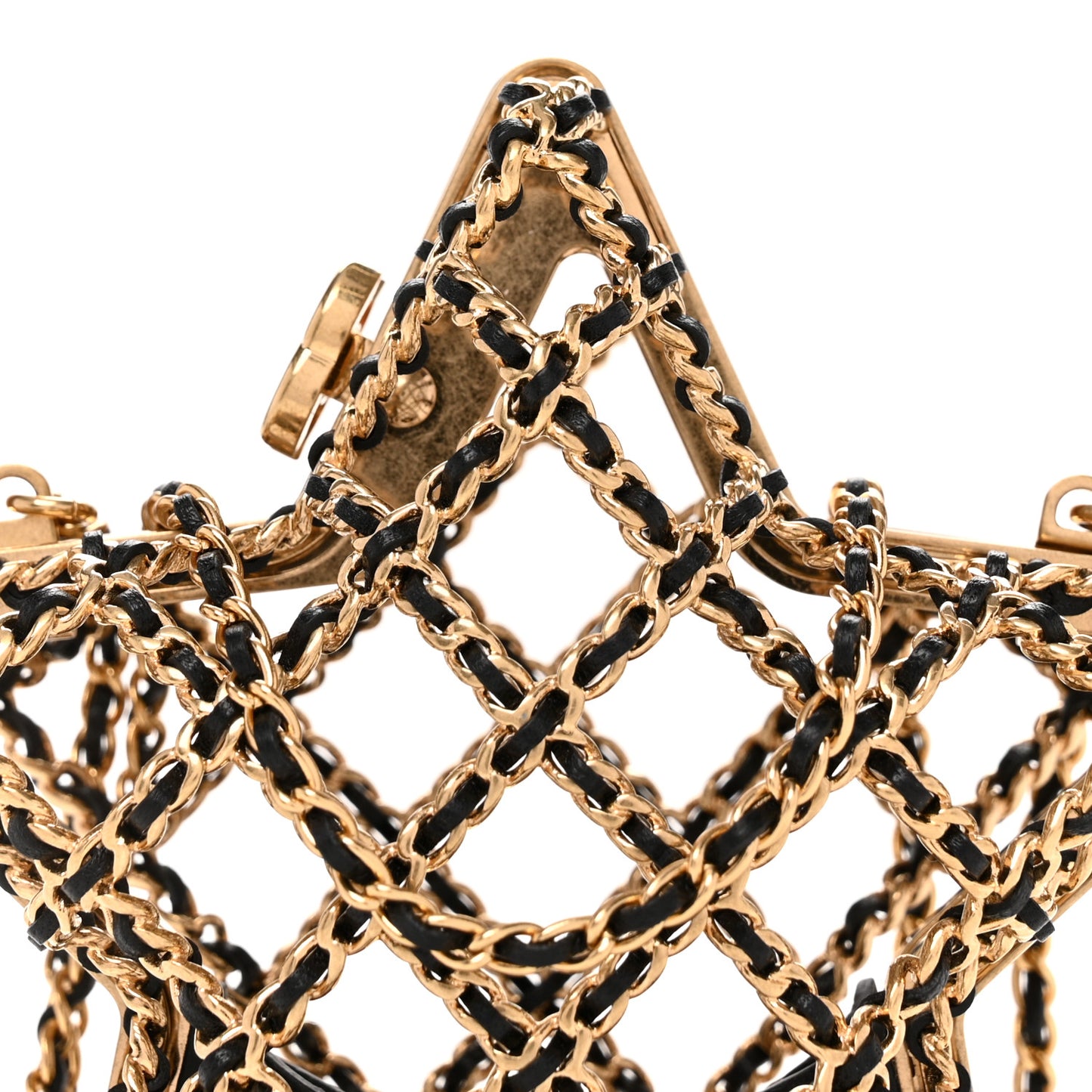 Metal CC Star Minaudiere Crossbody Gold Black