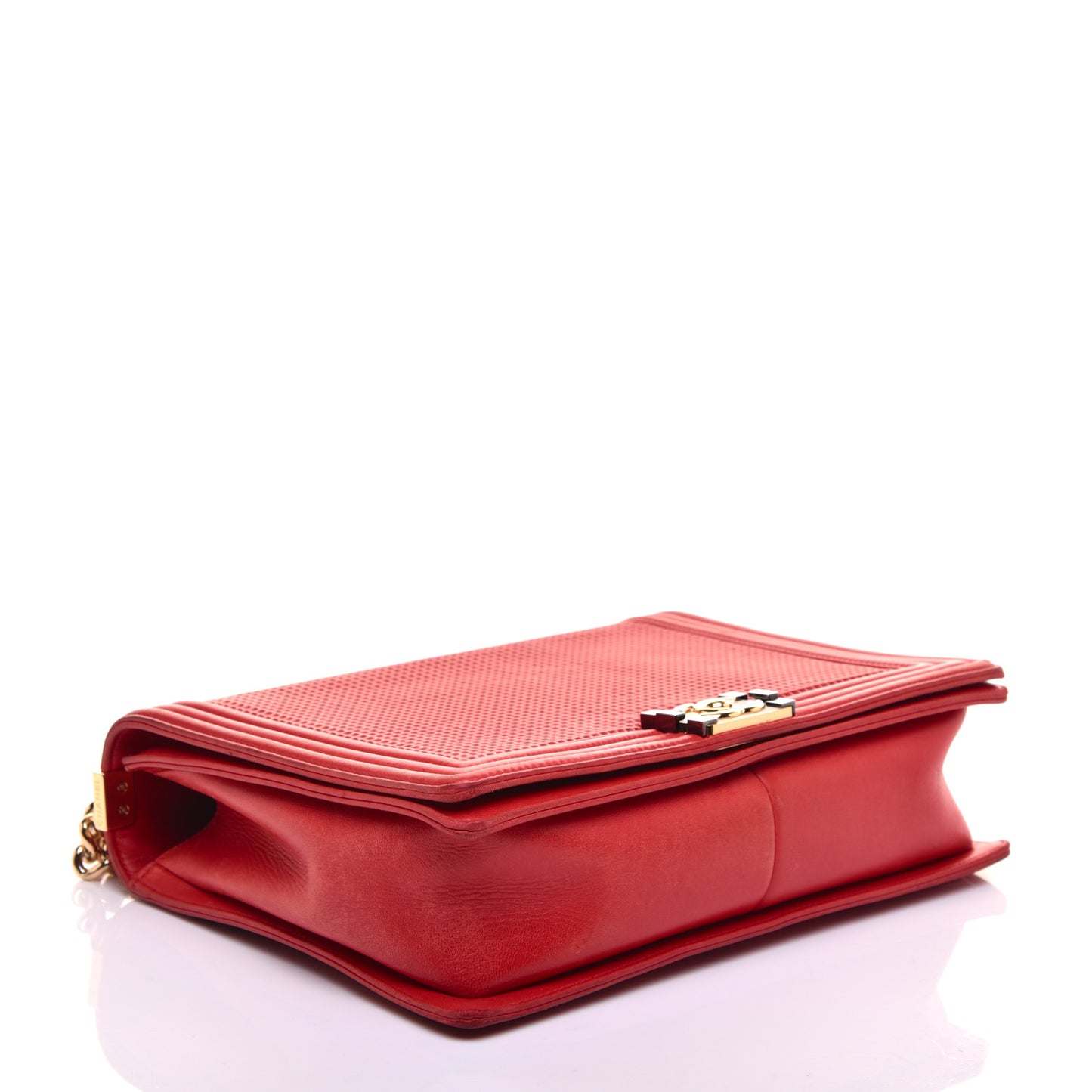 Lambskin Square Quilted Large Boy Cube Flap Red