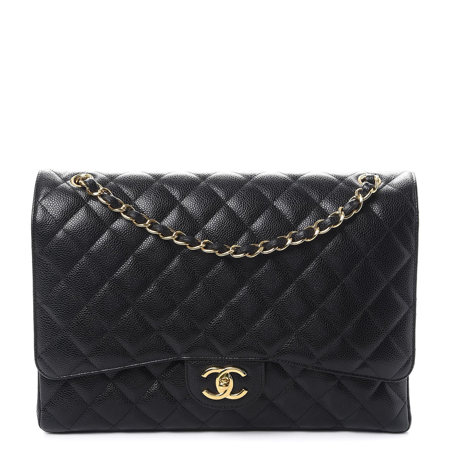 Caviar Quilted Maxi Double Flap Black