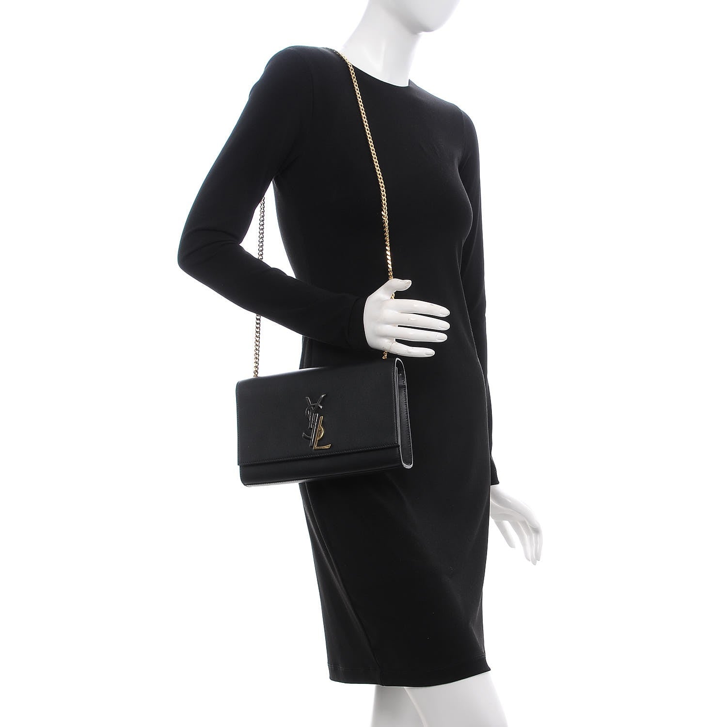 Saint Laurent Calfskin Medium Monogram Kate Satchel Black 2 of 8