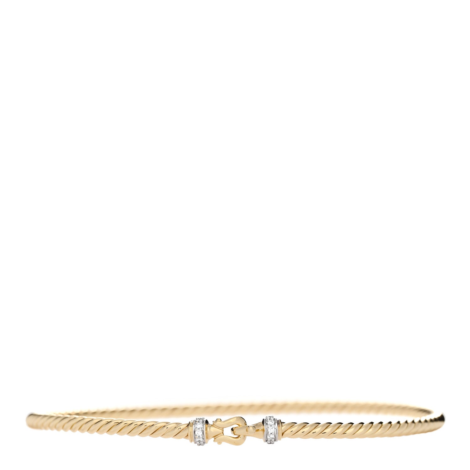 David Yurman 18K Yellow Gold Diamond 2.6mm Cable Collectibles Buckle Bracelet 1 of 3