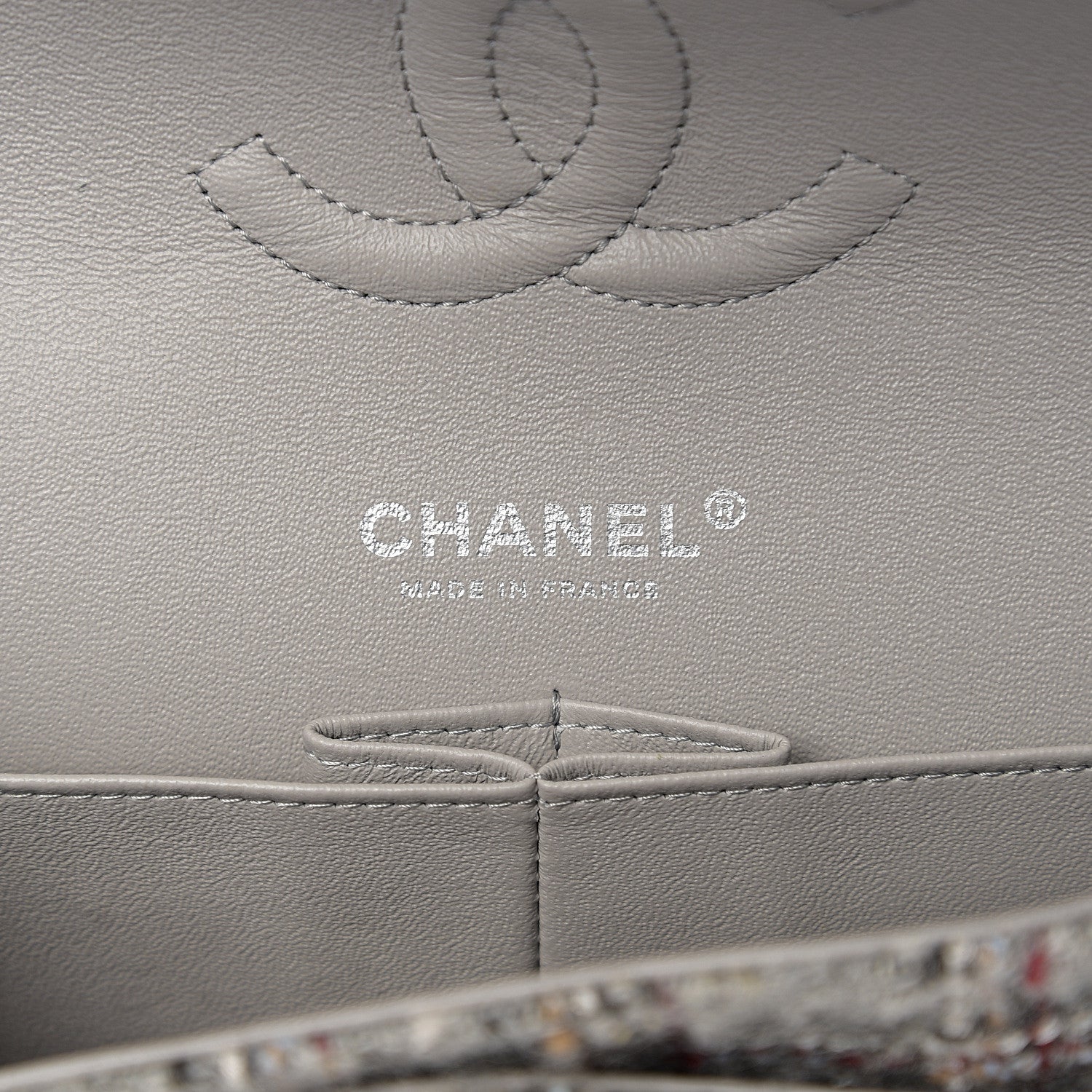 Chanel Tweed Quilted Medium Double Flap Grey Multicolor 5 of 10