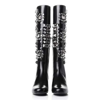 Saint Laurent Ketta Studded Babies 40 Brod Knee High Boots 36.5 Black 2 of 10