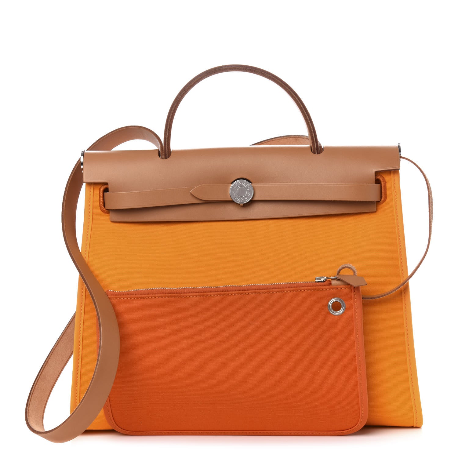 Hermes Vache Hunter Toile Herbag Zip 31 PM Jaune D'or 1 of 5
