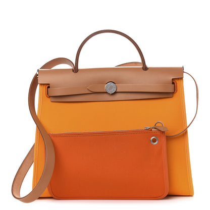 Hermes Vache Hunter Toile Herbag Zip 31 PM Jaune D'or 1 of 5