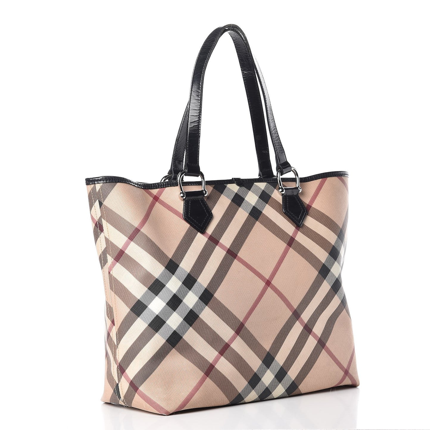 Patent Supernova Check Small Stanton Tote Black