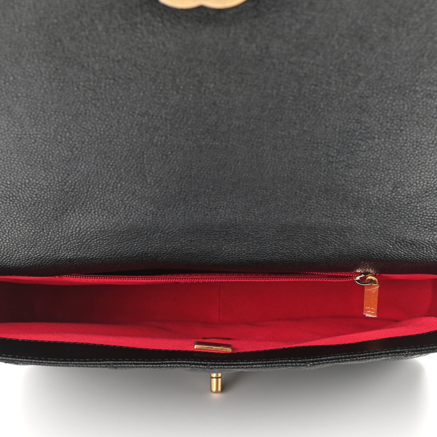 Shiny Caviar Quilted Large Chain Melody Flap Black