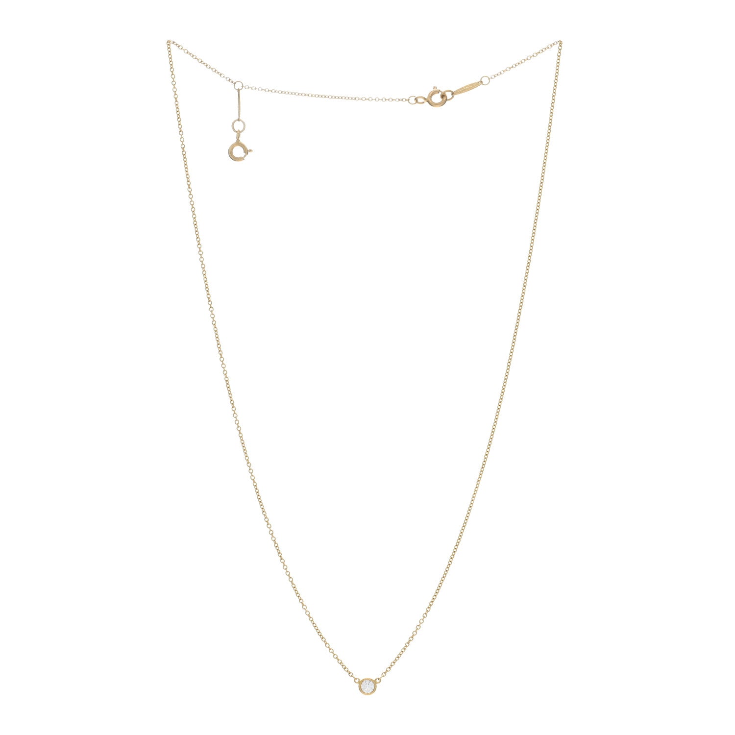 Tiffany 18K Yellow Gold Diamond .12ct Elsa Peretti Diamonds by the Yard Pendant Necklace 3 of 4