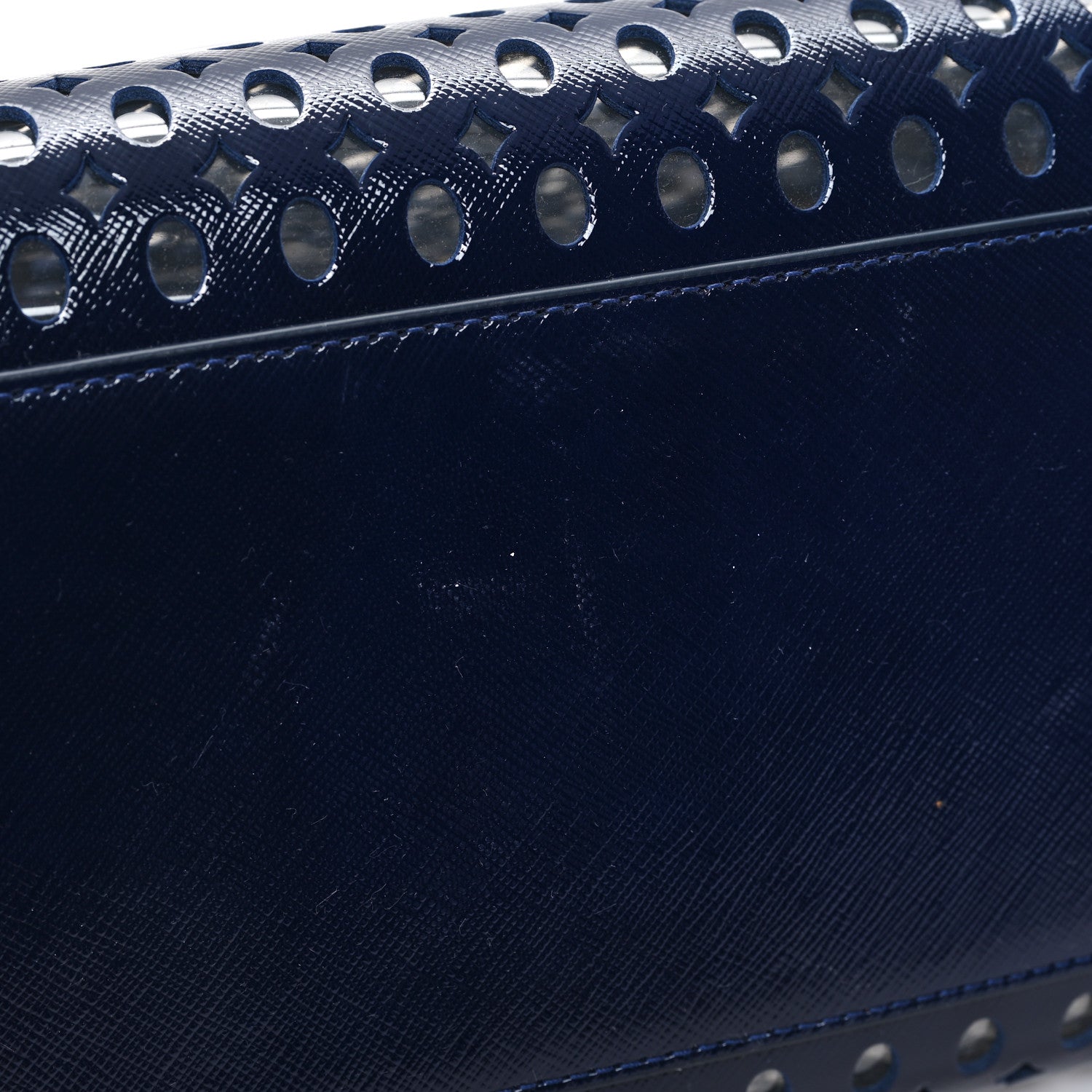 Prada Saffiano Vernice Perforated Tote Royal 11 of 11