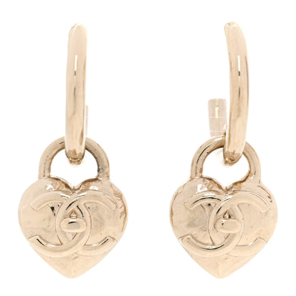 Chanel Metal CC Heart Turnlock Drop Earrings Gold 1 of 4