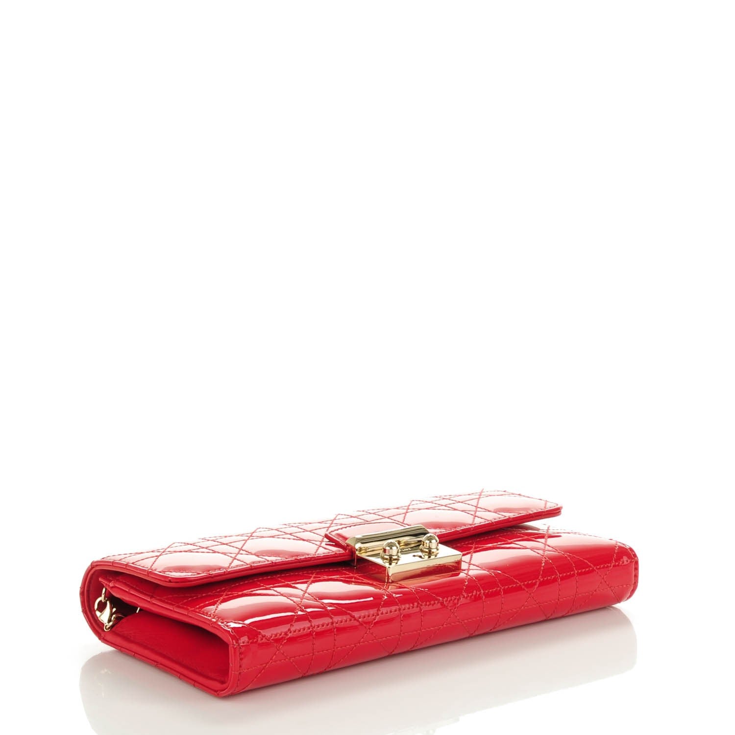 Christian Dior Patent Cannage Miss Dior Chain Wallet Red 4 of 7