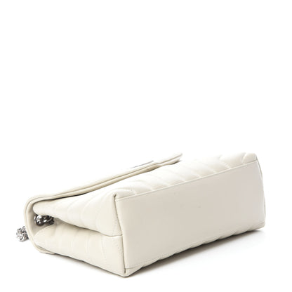 Saint Laurent Calfskin Y Quilted Monogram Small Loulou Chain Satchel Ivory 4 of 11