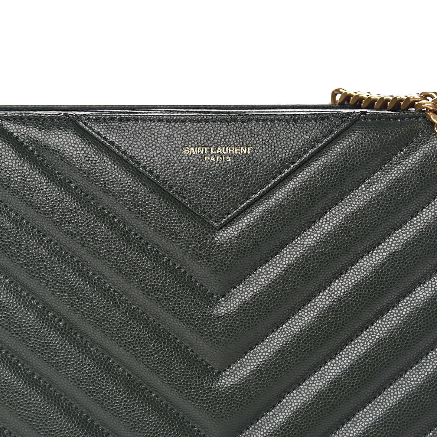 Grain de Poudre Matelasse Chevron Medium Tribeca Shopping Bag Vert Fonce