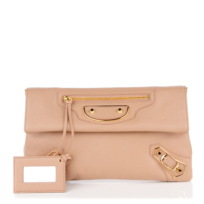 Balenciaga Chevre Gold Metallic Edge Hardware Envelope Clutch Rose Des Sables 1 of 7