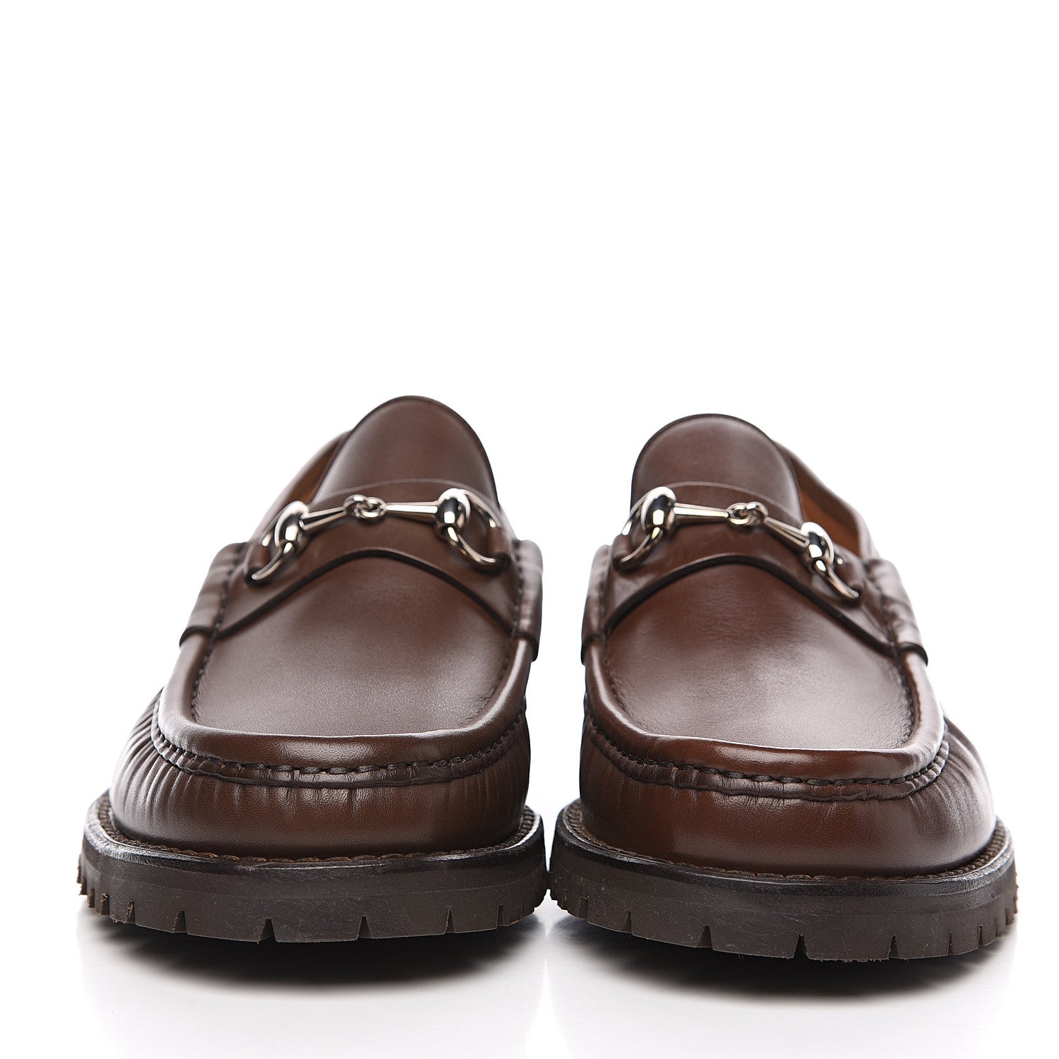 Gucci Laredo Calfskin Mens Horsebit Lug Sole Loafers 9 Brown 2 of 9