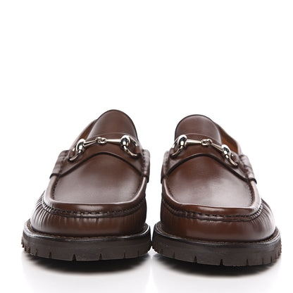 Gucci Laredo Calfskin Mens Horsebit Lug Sole Loafers 9 Brown 2 of 9