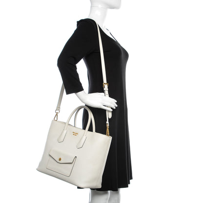 Prada Saffiano Cuir Front Pocket Tote Talco 2 of 11
