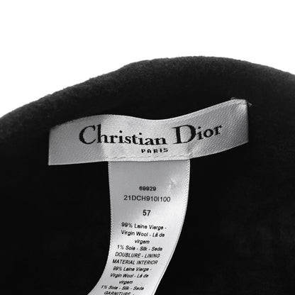 Christian Dior Wool Oblique Reversible Chic Beret 57 Black 6 of 8