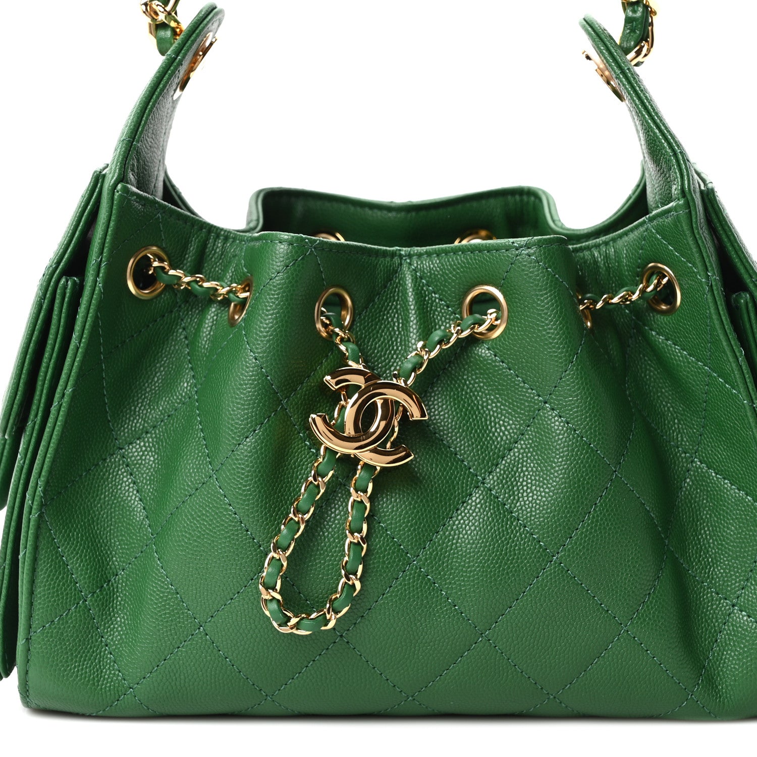 Chanel Caviar Quilted Mini Chanel 25 Handbag Green 8 of 10