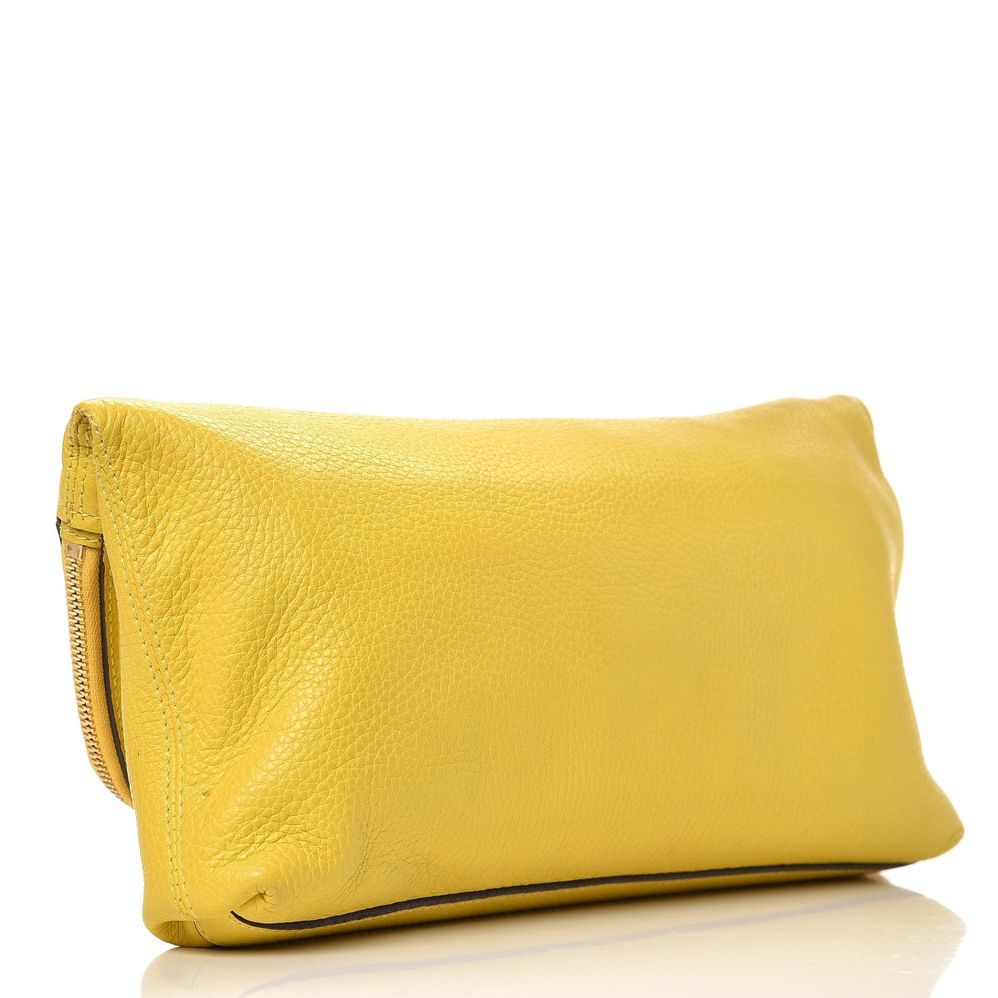 Grainy Calfskin Padlock Skull Clutch Yellow