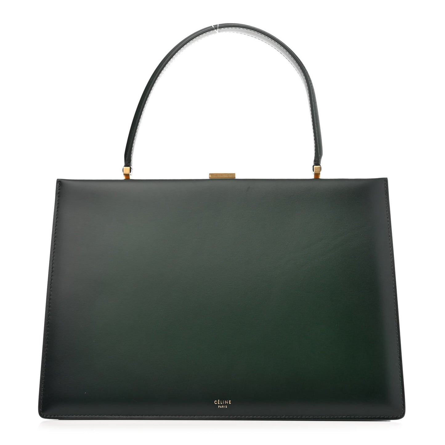 Box Calfskin Medium Clasp Bag Dark Green
