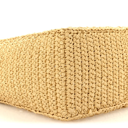 Prada Yarn Raffia Effect Crochet Logo Embroidered Small Tote Bag Naturale 8 of 9