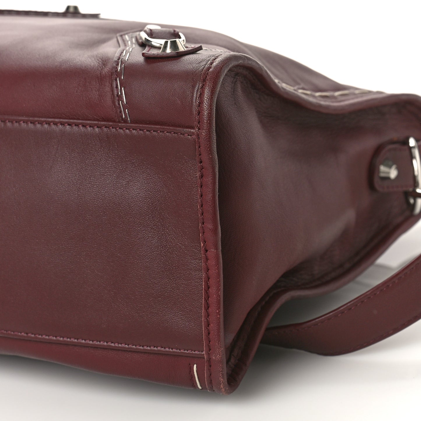 Calfskin Topstitch Classic Silver Hardware City Rouge Lie De Vin