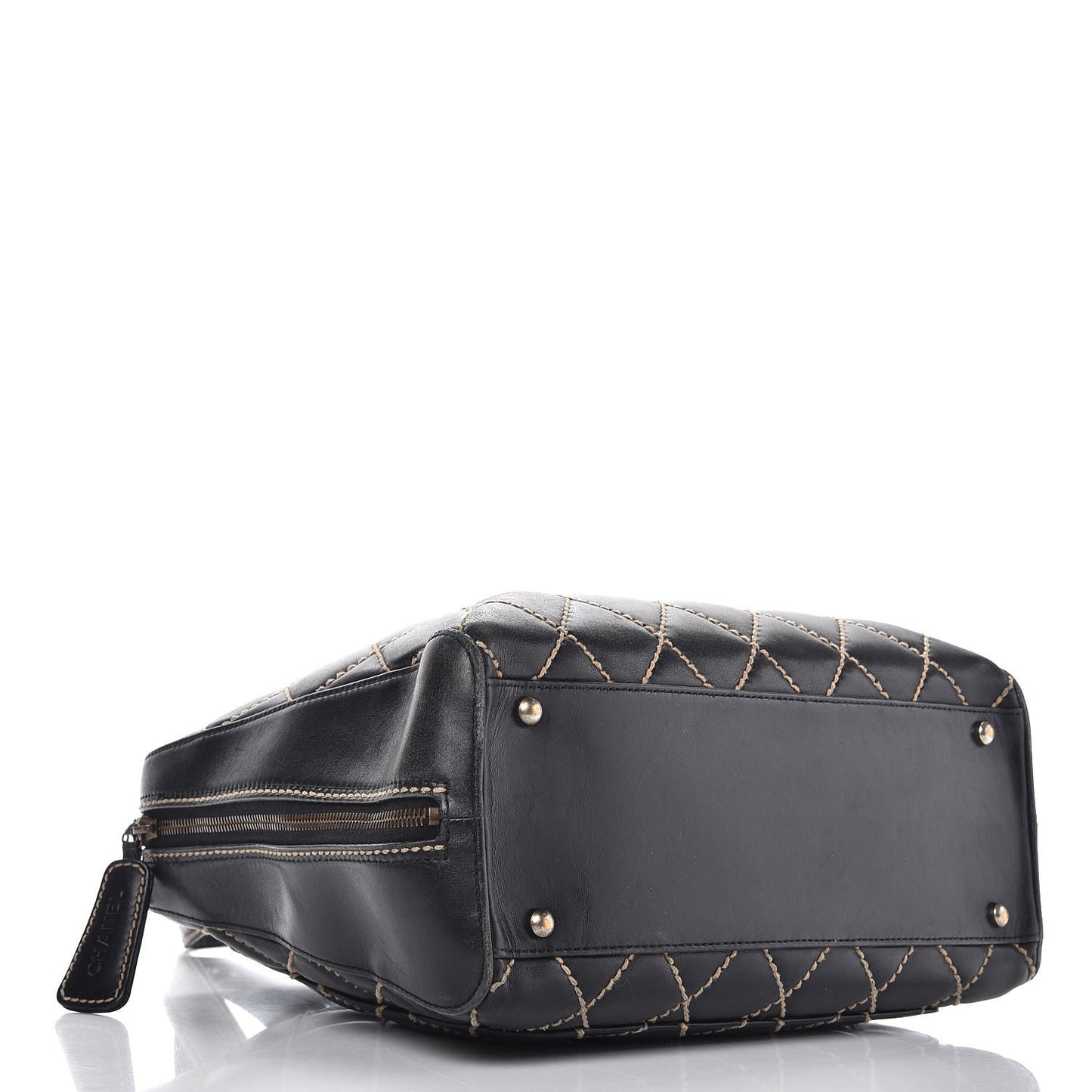 Calfskin Contrast Stitch Surpique Bowler Black