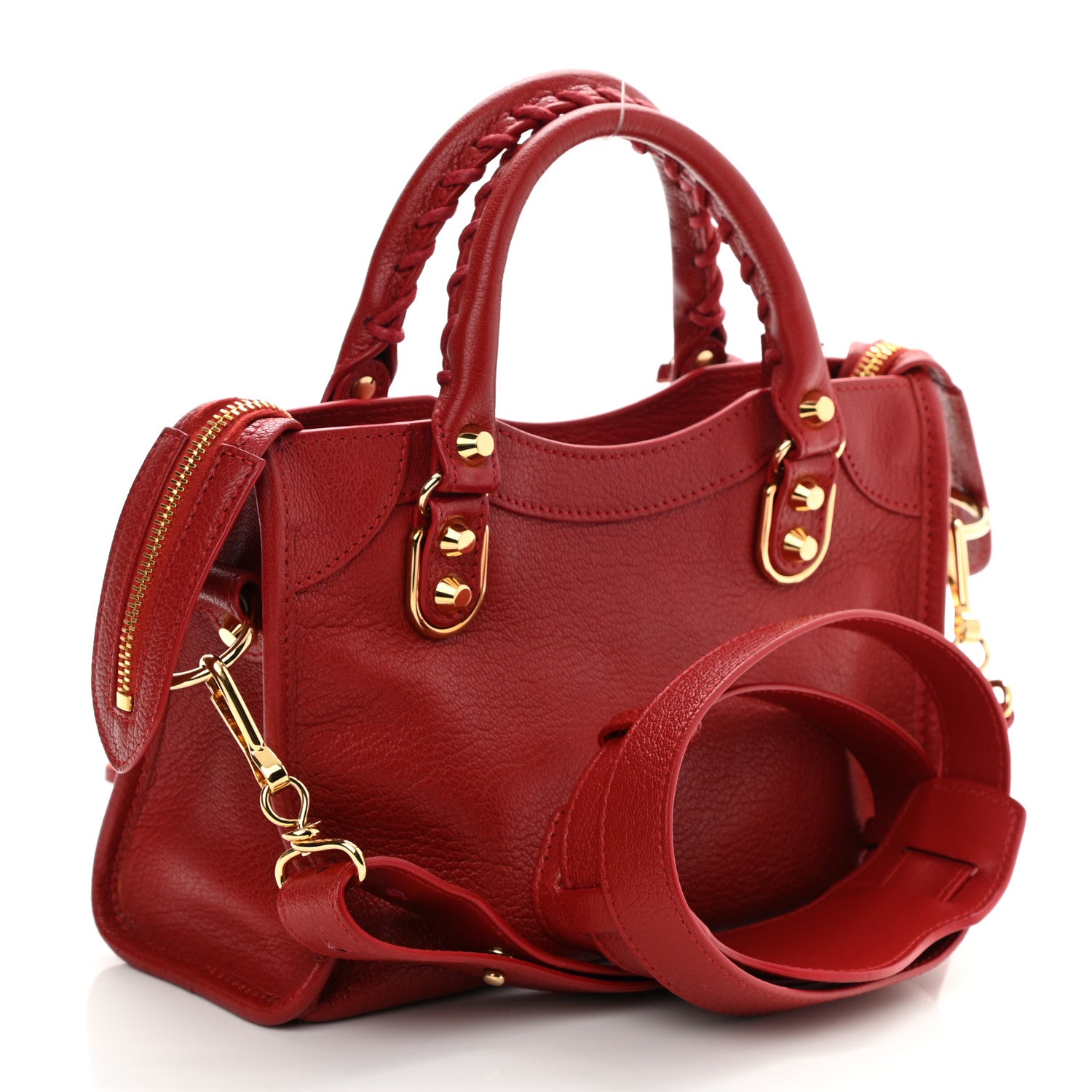 Balenciaga Chevre Gold Metallic Edge Hardware Mini City Rouge Groseille 3 of 10