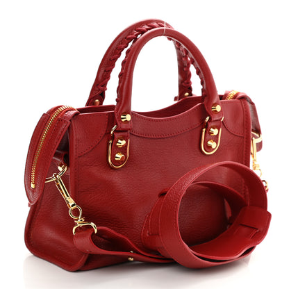 Balenciaga Chevre Gold Metallic Edge Hardware Mini City Rouge Groseille 3 of 10