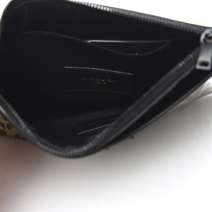 Saint Laurent Patent Glitter Leopard Monogram Zip Pouch Gold Black 5 of 7