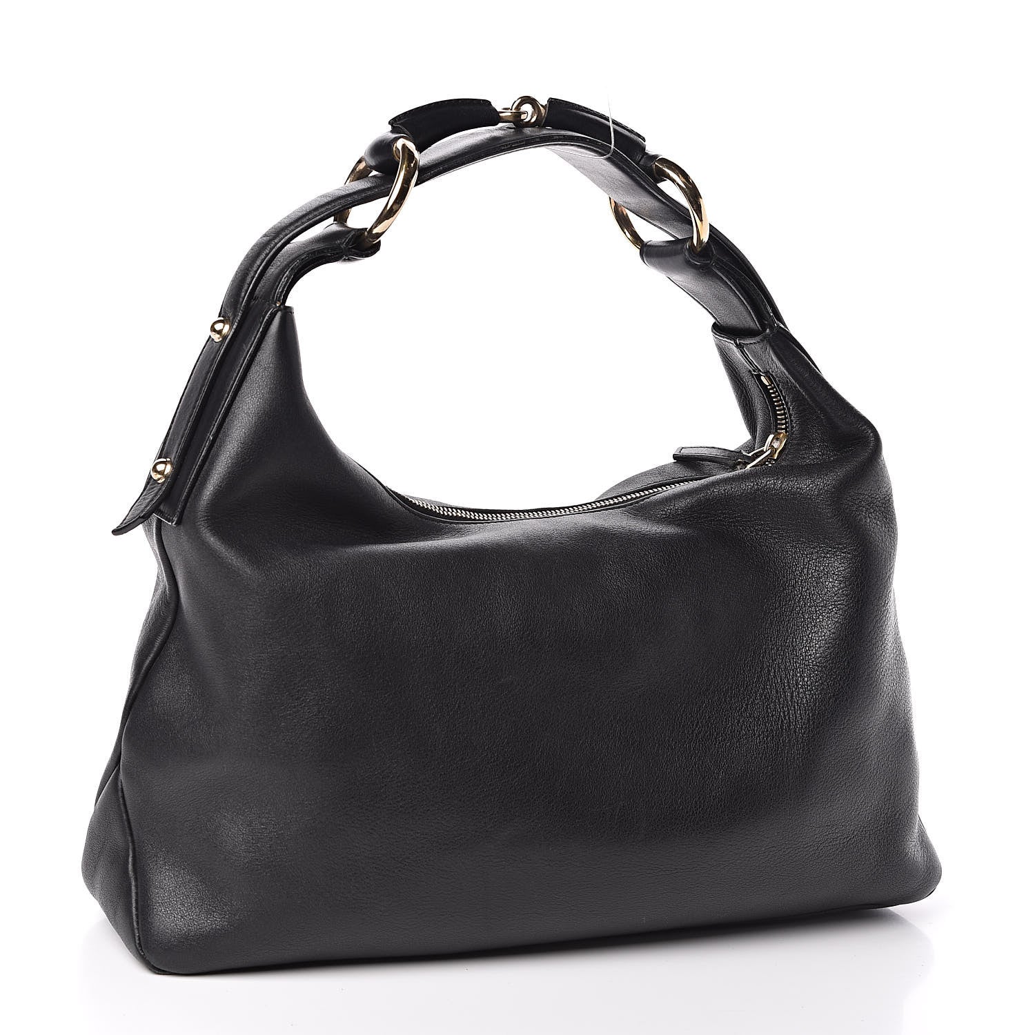 Gucci Calfskin Medium Horsebit Chain Hobo Black 3 of 16