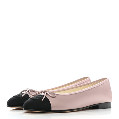Chanel Lambskin Grosgrain Cap Toe CC Ballerina Flats 39.5 Pink Black 3 of 8