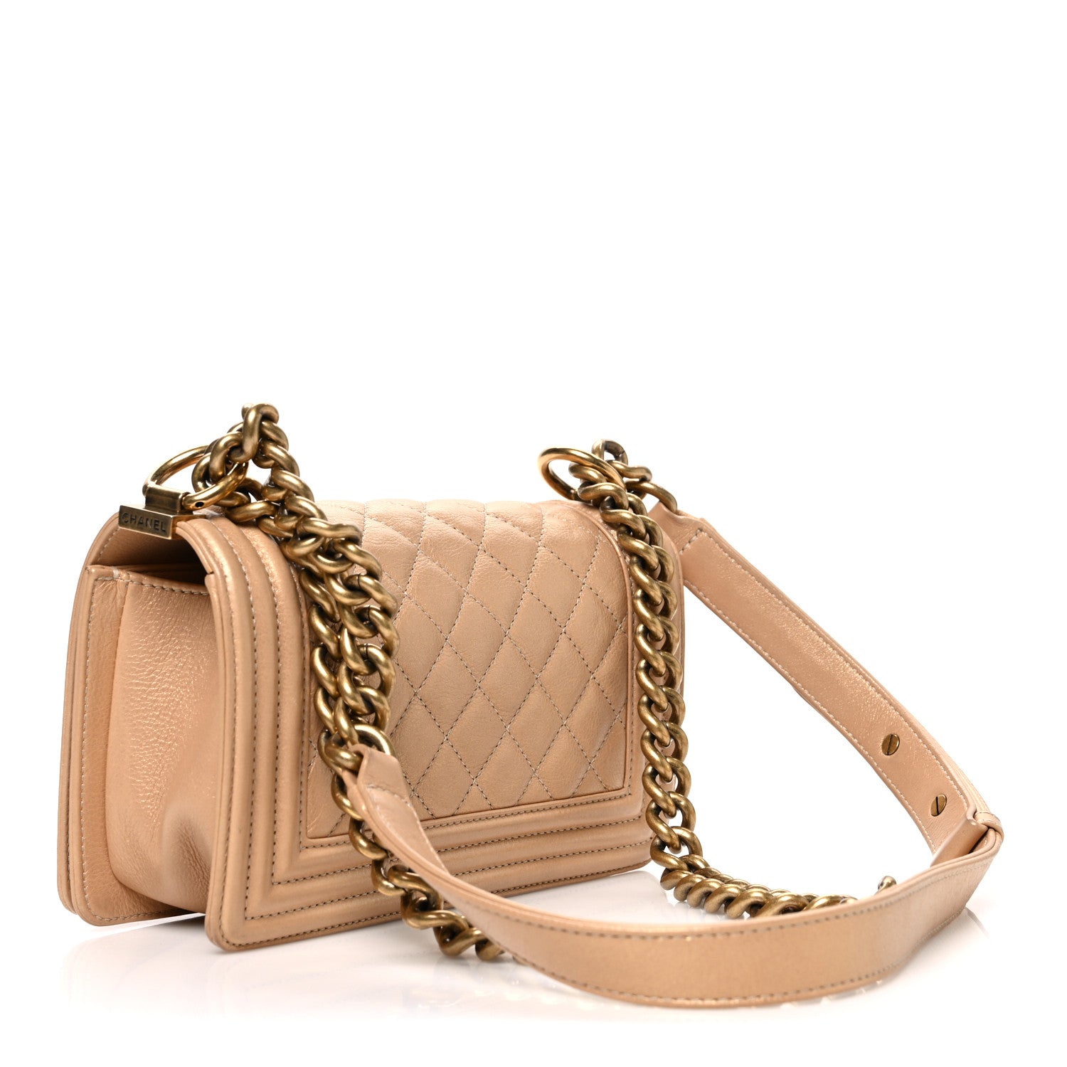 Chanel Pearl Calfskin Quilted Small Boy Flap Gold 3 of 10