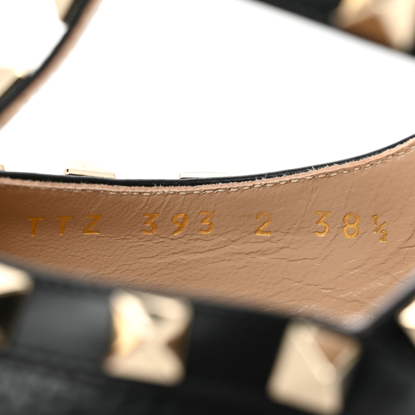 Pebbled Calfskin Rockstud Ankle Strap 100mm Pumps 38.5 Black