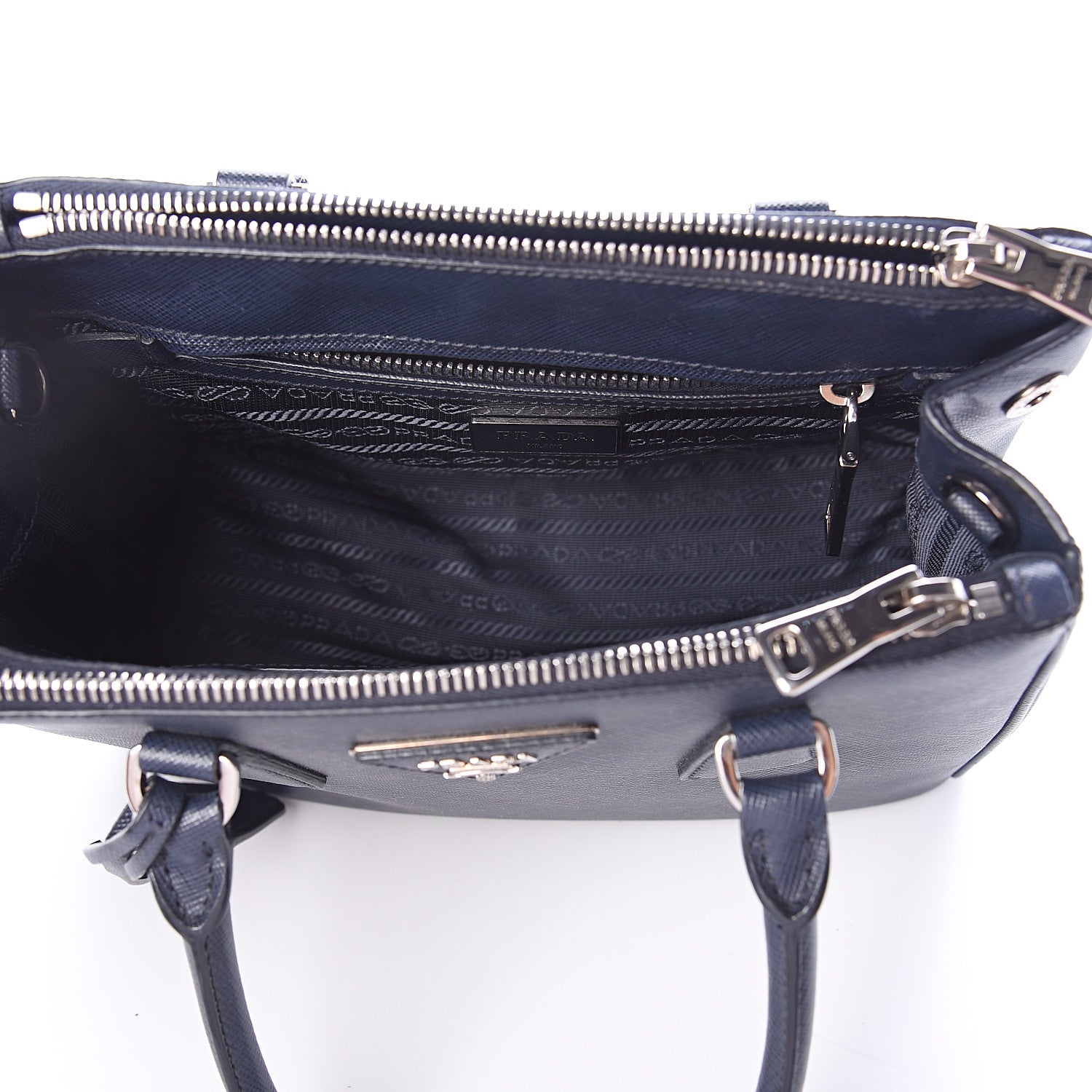 Prada Saffiano Mini Galleria Double Zip Tote Baltico 4 of 8