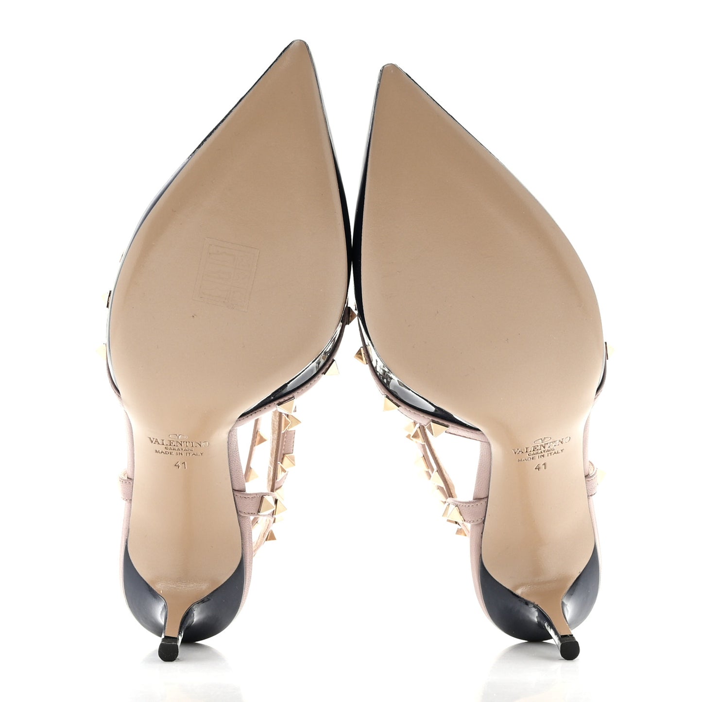 Patent Nappa Rockstud Ankle Strap 65mm Pumps 41 Marine Poudre