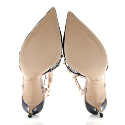 Valentino Garavani Patent Nappa Rockstud Ankle Strap 65mm Pumps 41 Marine Poudre 5 of 11