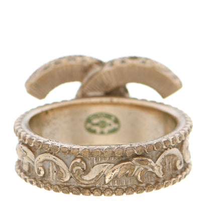 Chanel Enamel CC Baroque Ring 54 7 Black Gold 3 of 5