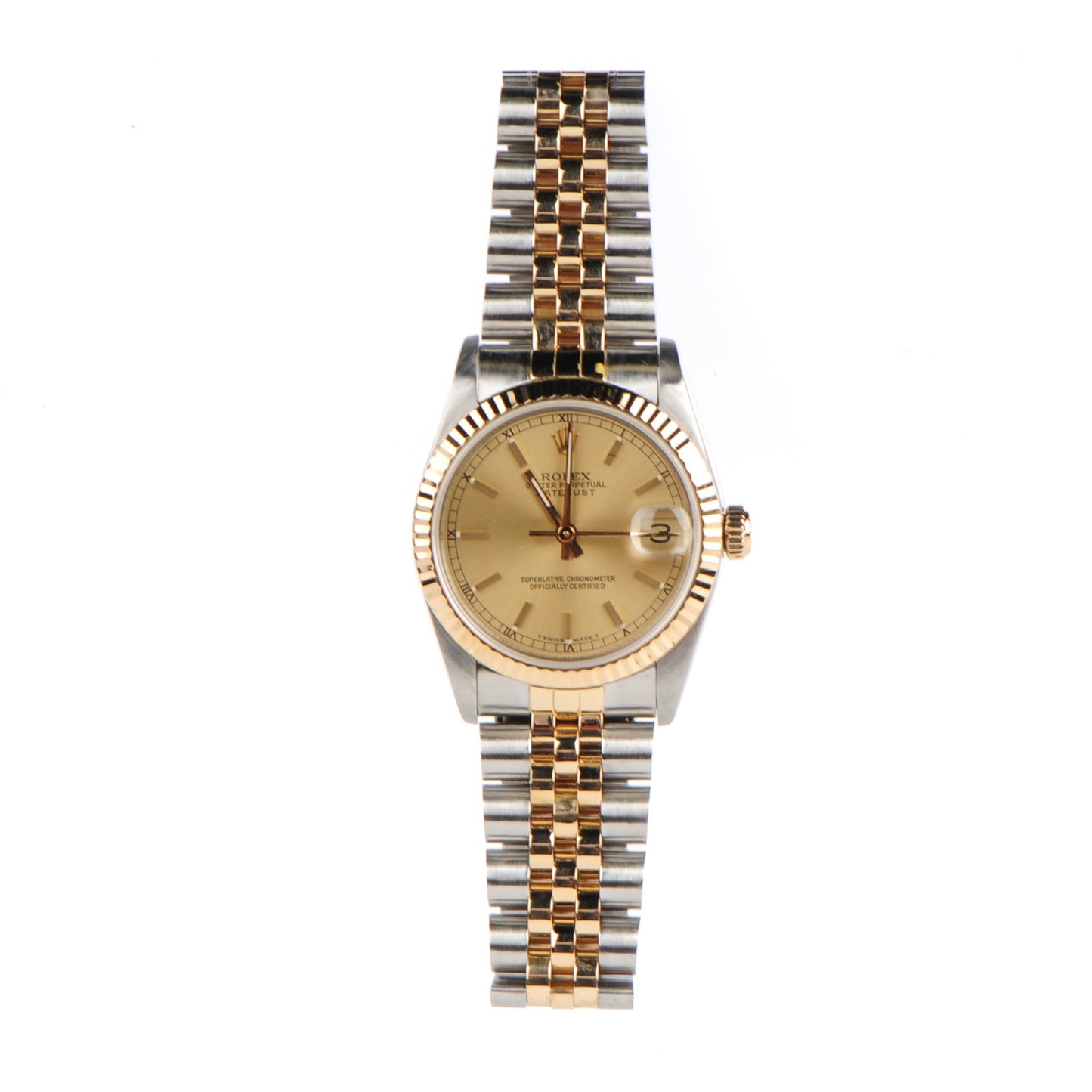 Stainless Steel 18K Yellow Gold 31mm Oyster Perpetual Datejust Watch Champagne 68273