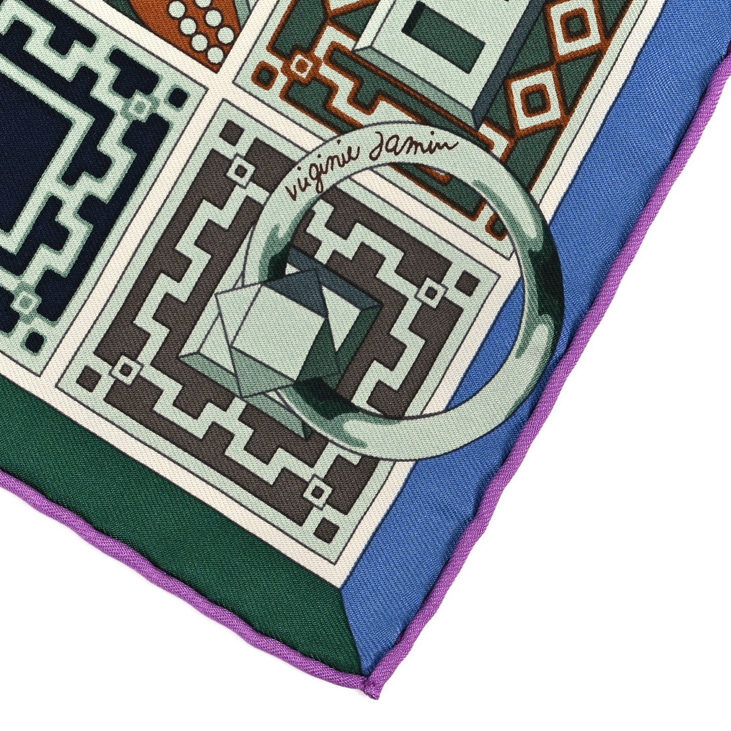 Hermes Silk Colliers de Chiens Scarf 90 Vert De Gris Mauve Saumon 3 of 5