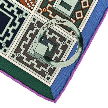 Hermes Silk Colliers de Chiens Scarf 90 Vert De Gris Mauve Saumon 3 of 5