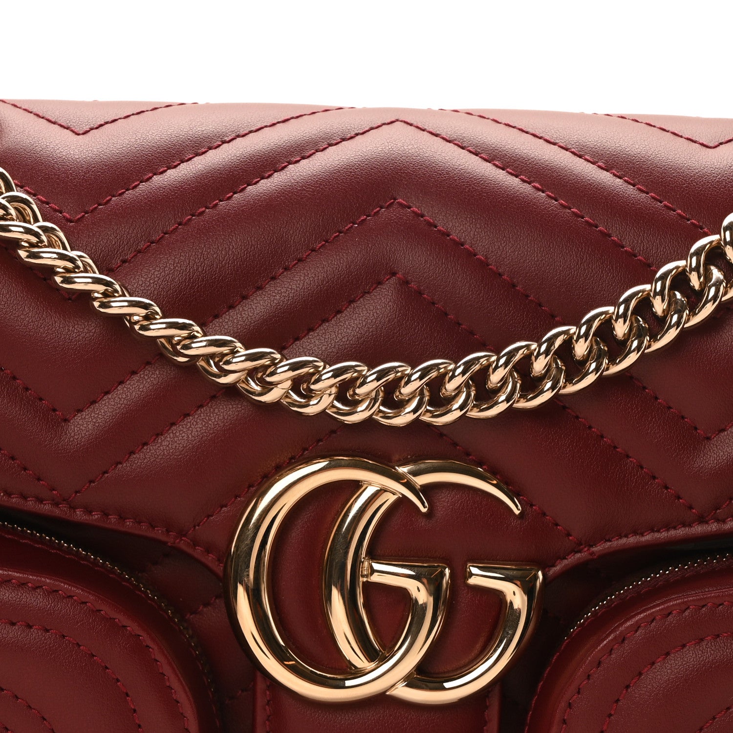 Gucci Calfskin Matelasse Small GG Marmont Multi Pocket Shoulder Bag Rosso Ancora 8 of 10