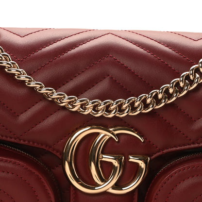 Gucci Calfskin Matelasse Small GG Marmont Multi Pocket Shoulder Bag Rosso Ancora 8 of 10